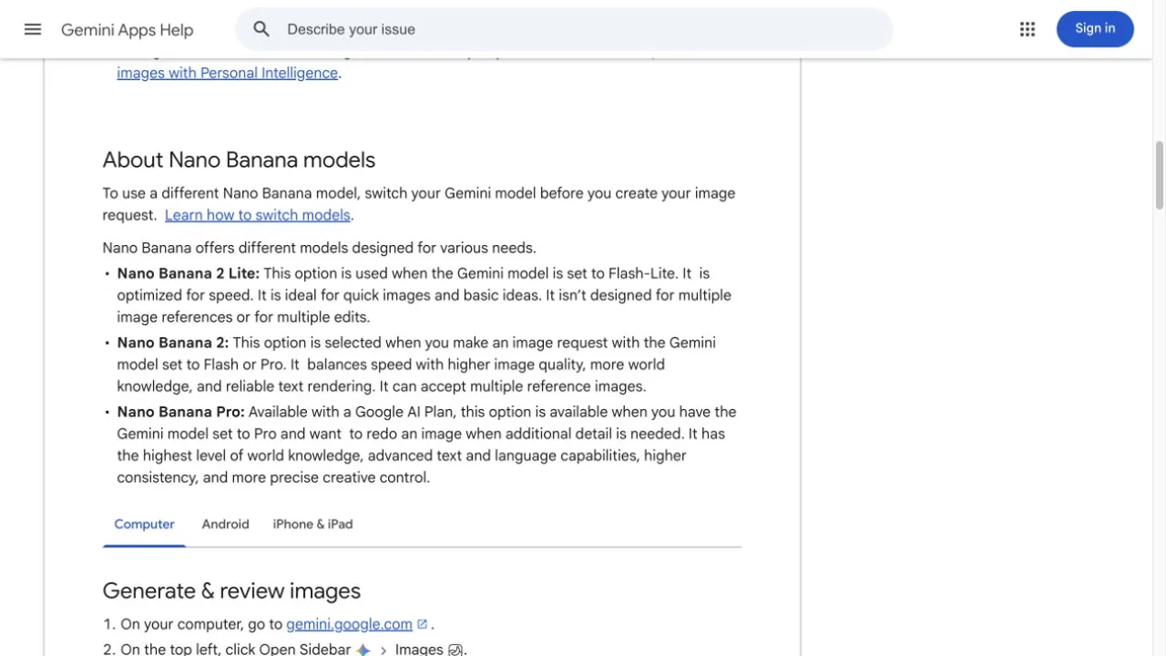 Googleによる「Nano Banana 2」および「Nano Banana Pro」モデルの説明