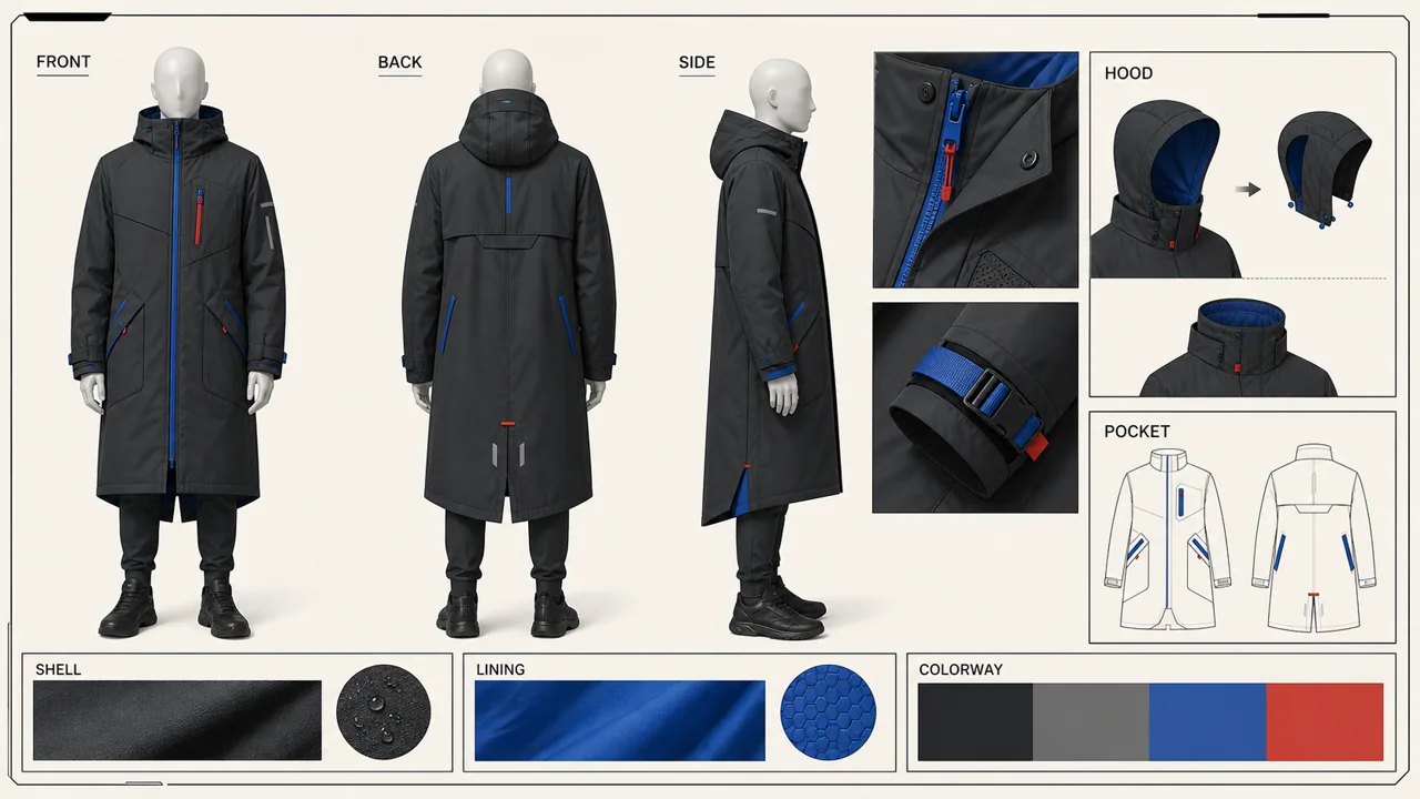 GPT Image 2 multi-view fashion garment specification board