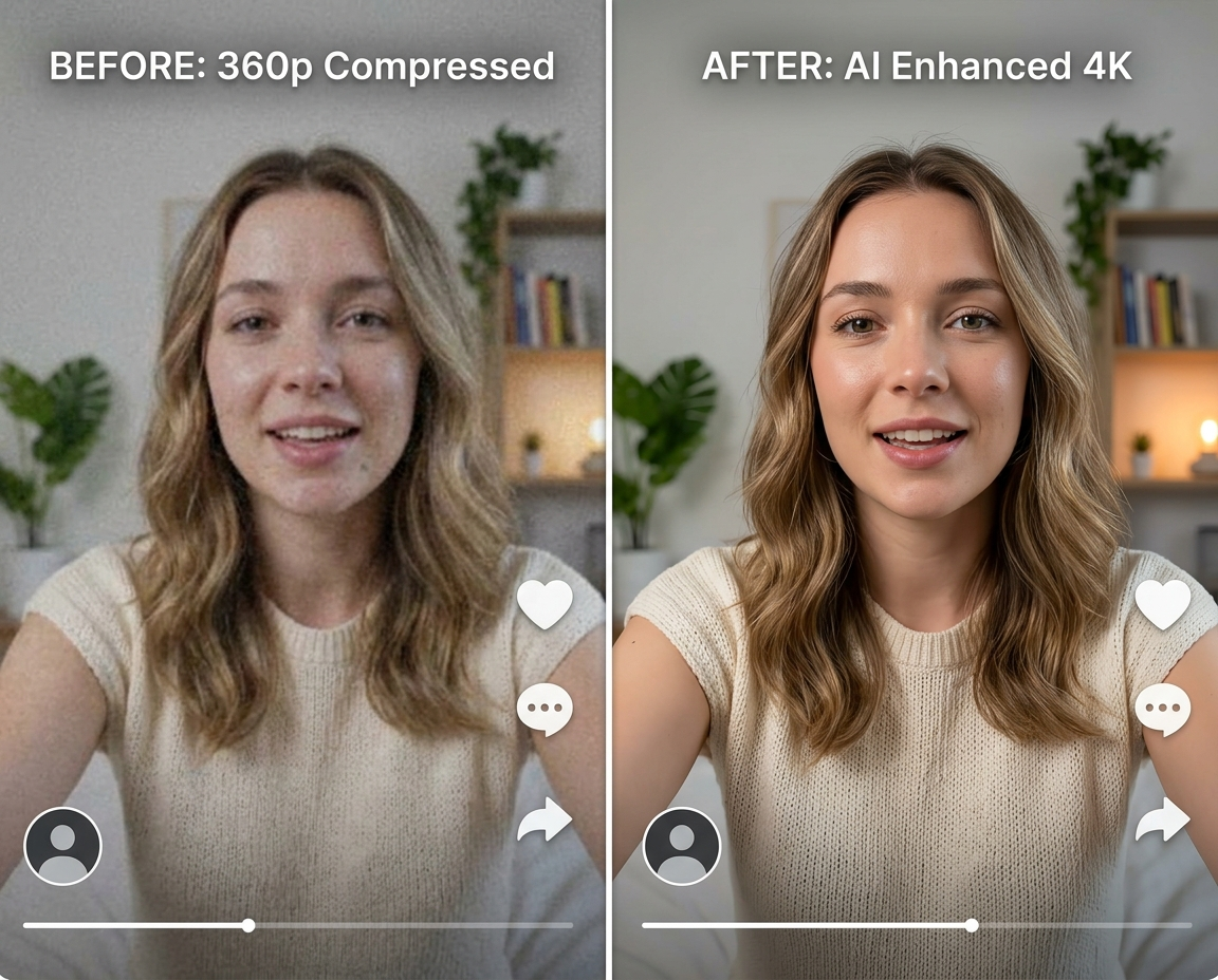 Clean up low-resolution social clips for a more polished final look.