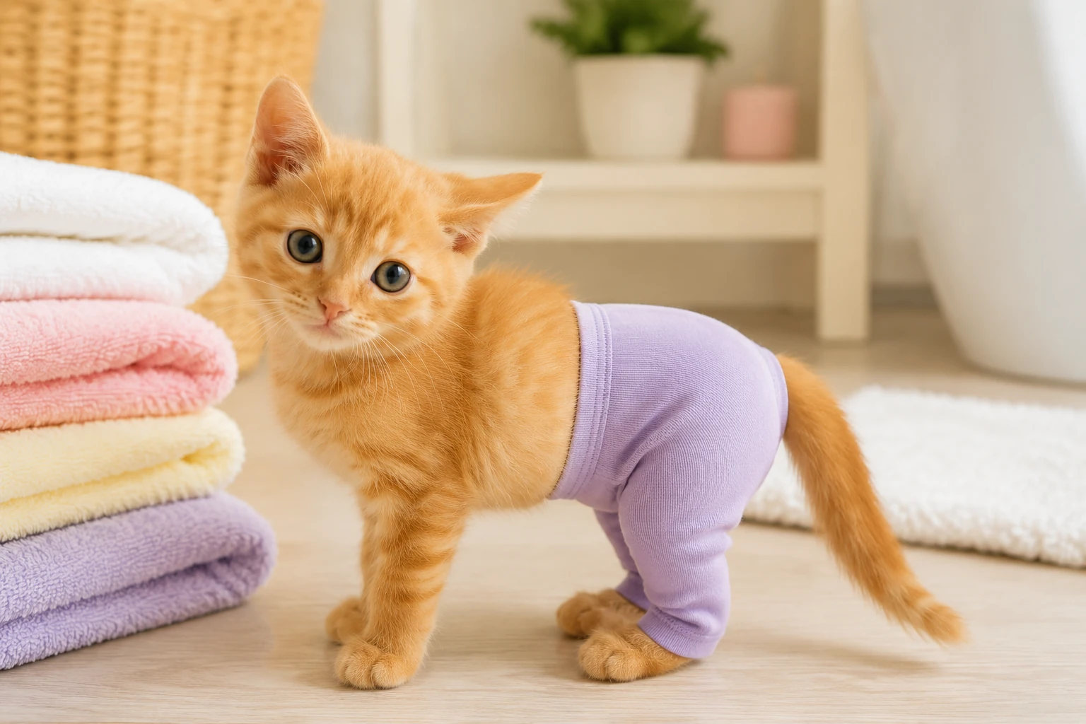 Kitten Pastel Waistband Pants
