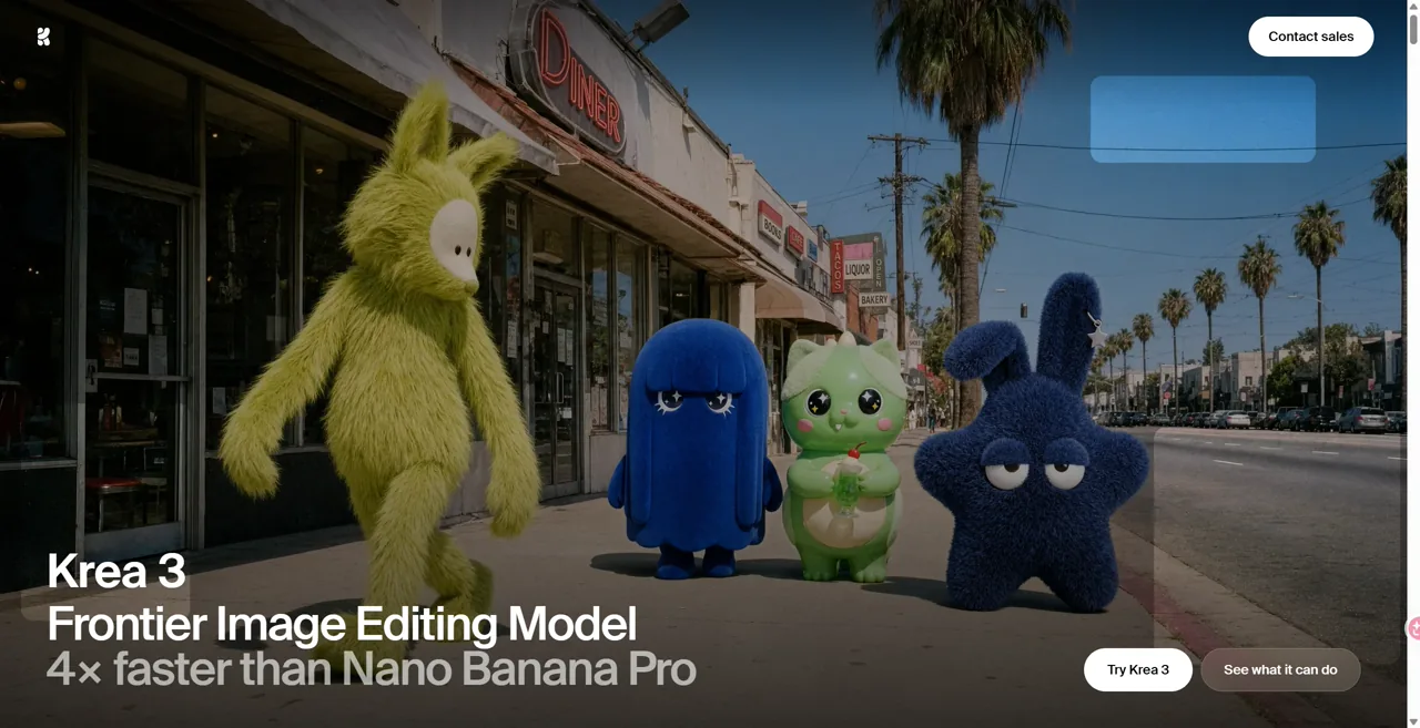Krea 3 official product page introducing its image-editing model.