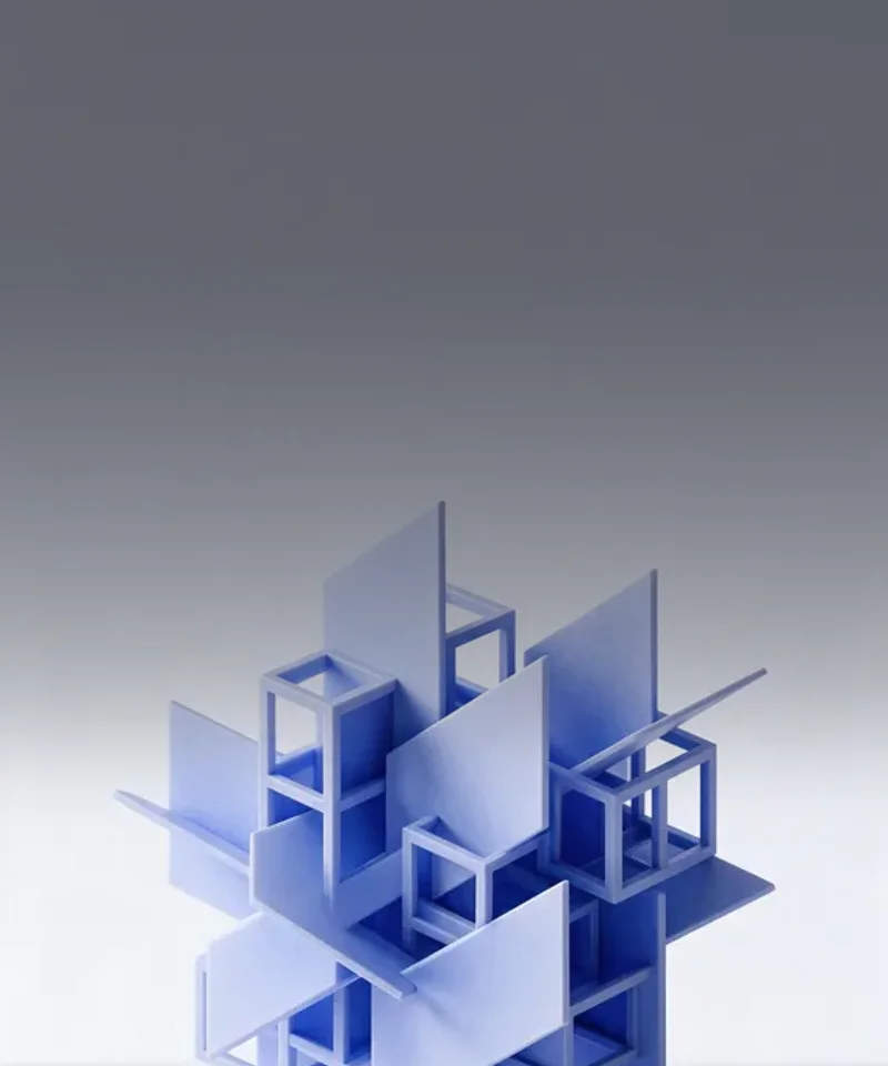 Blue architectural structure with a smooth shaded background