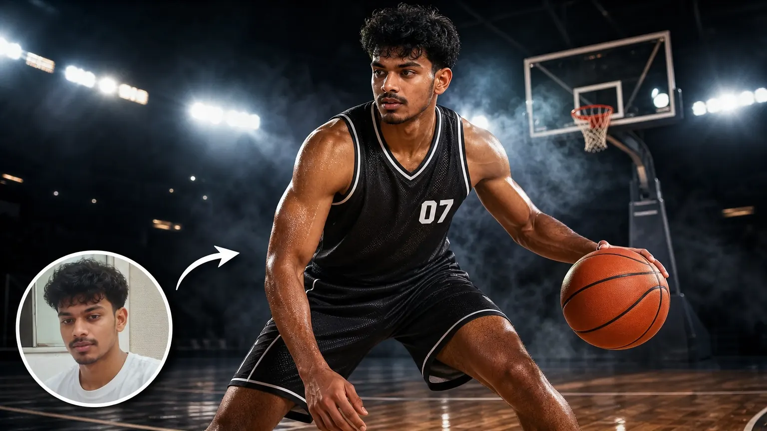 Gerador de Retratos de Jogadores de Basquete com IA example output