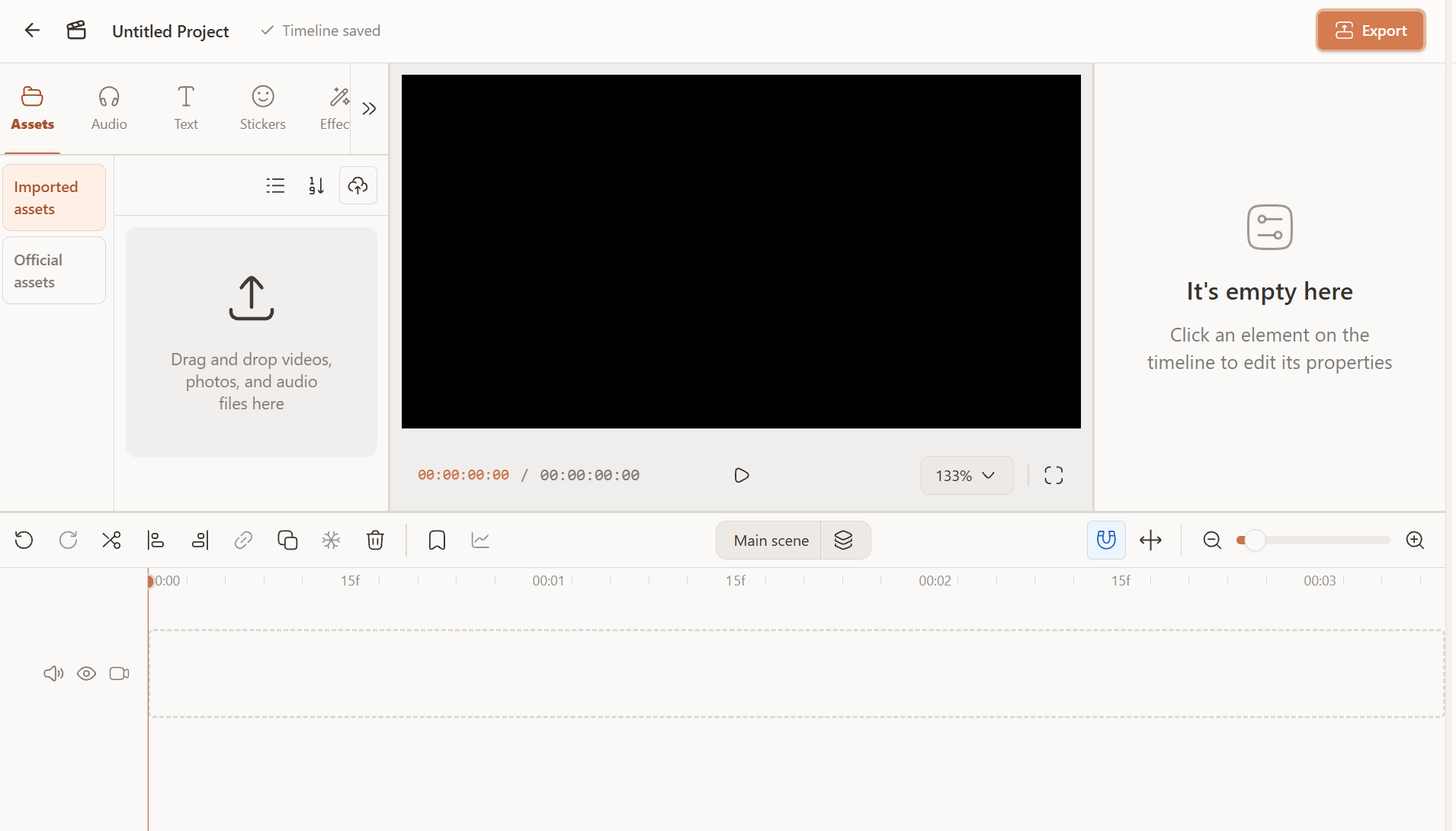 GlobalGPT Video Editor with numbered labels for tools, import, preview, properties, timeline and export