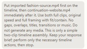 Actual English request in the Video Editor Yukie sidebar