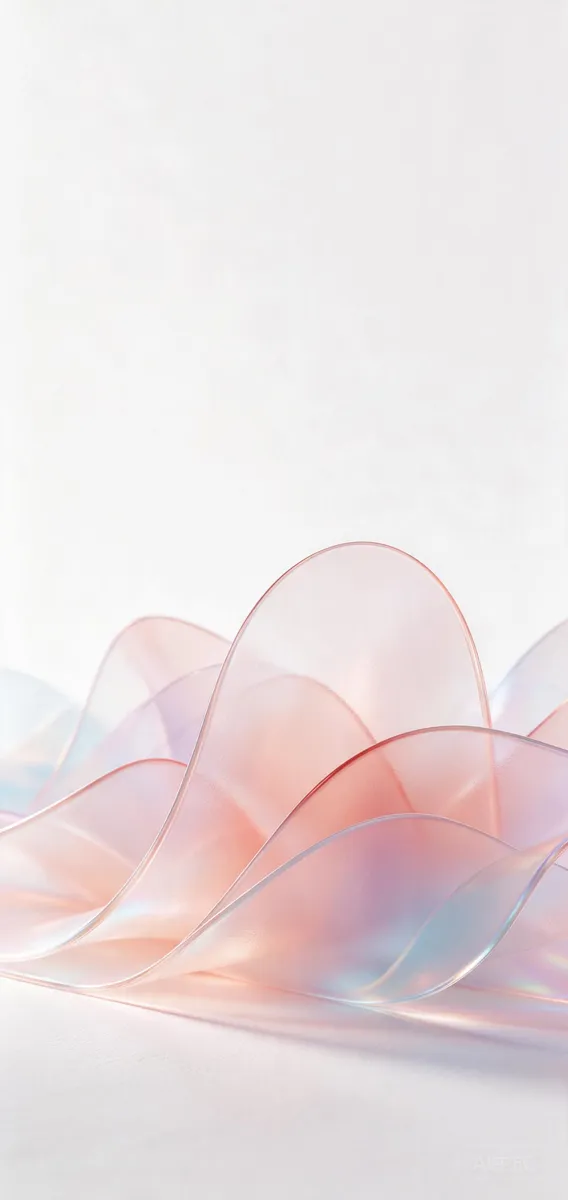 Pastel translucent glass forms on a pale background