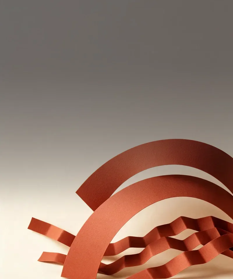 Terracotta paper arcs with a smooth shaded background