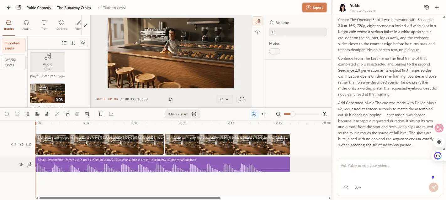 The Full Editor · Generated Music, Waveform, Audio Properties And Yukie