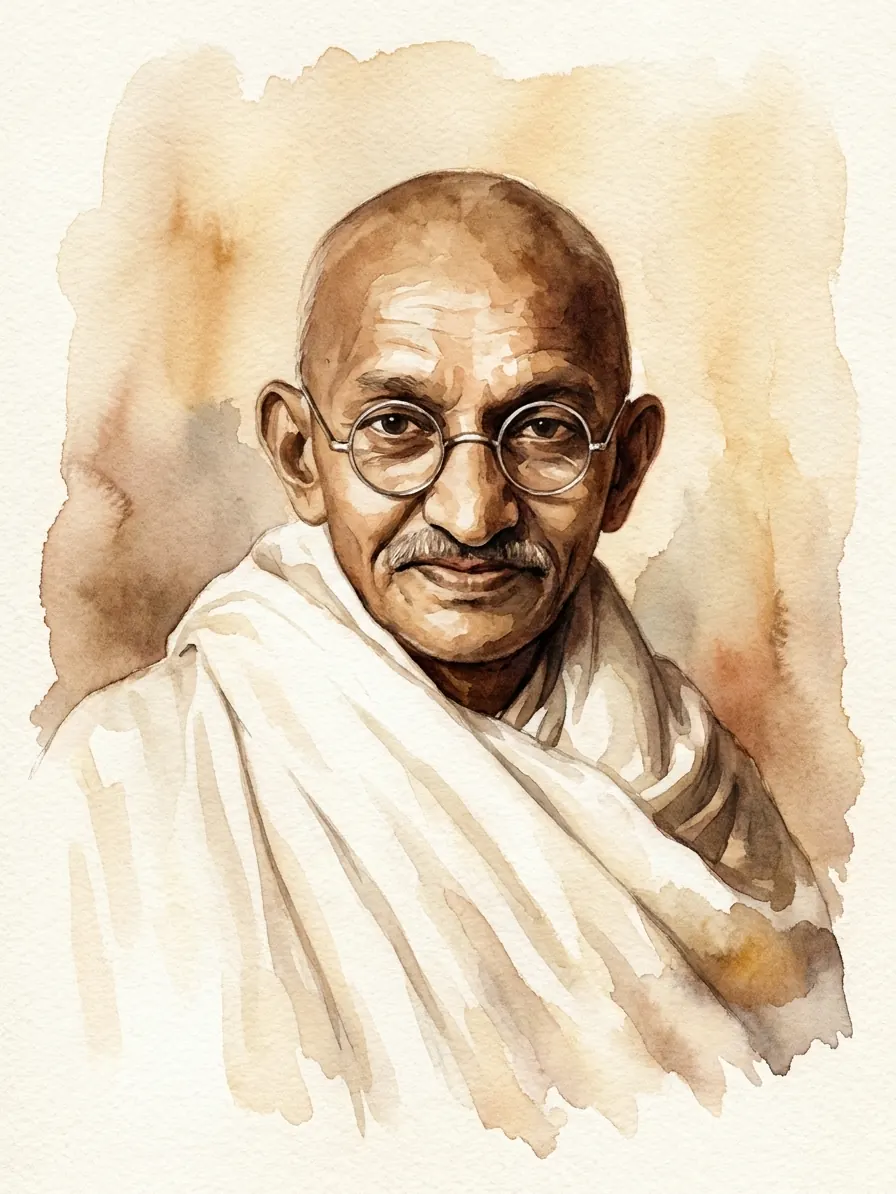 Aquarell-Gandhi