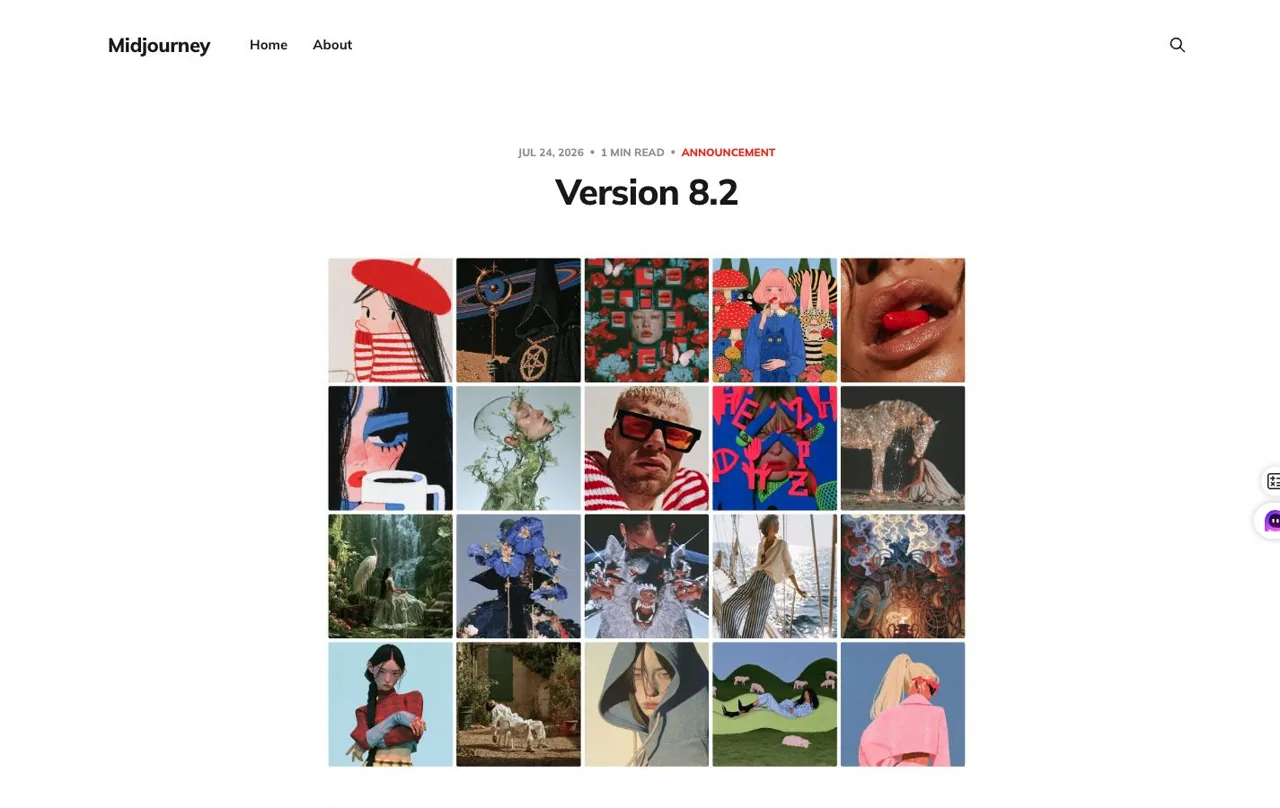 Midjourney V8.2 official release announcement