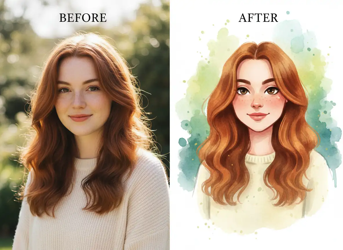 Watercolor cartoon style