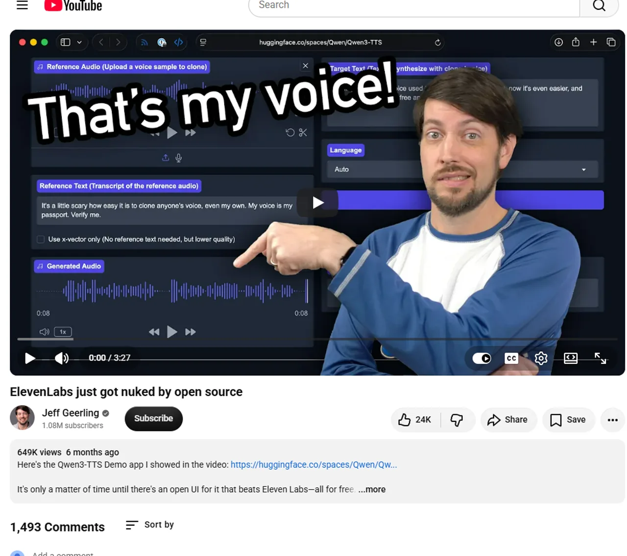 Jeff Geerling YouTube review discussing open-source TTS competition