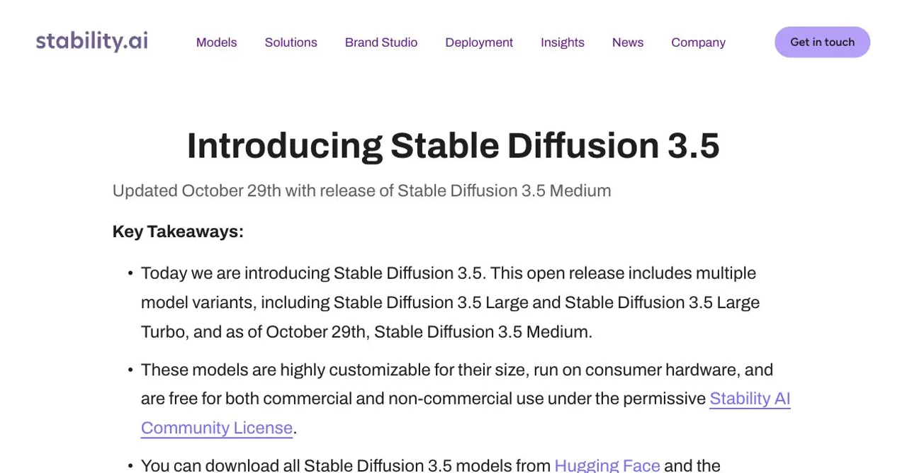 Stable Diffusion 3.5 official announcement