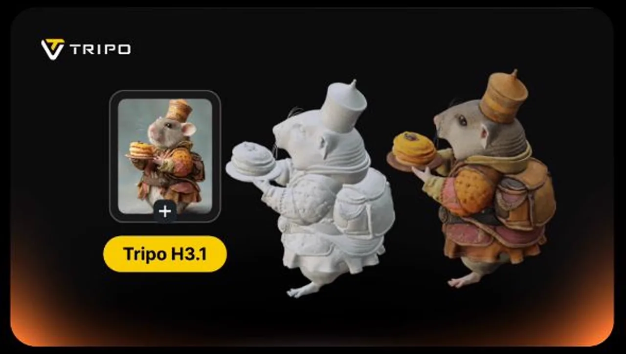 Tripo vendor example showing high-density surface detail