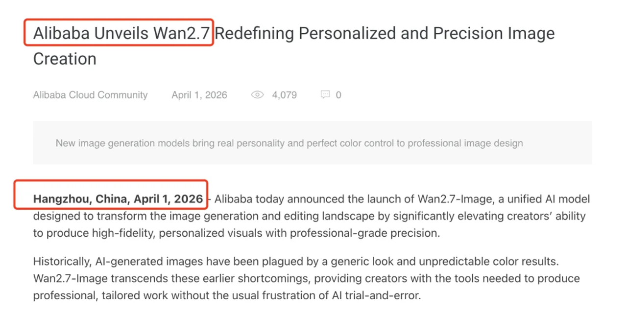 Wan 2.7 release date for Wan 2.7 Image