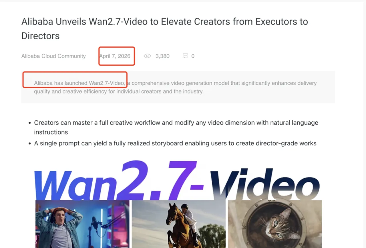 Wan 2.7 release date for Wan 2.7 Video