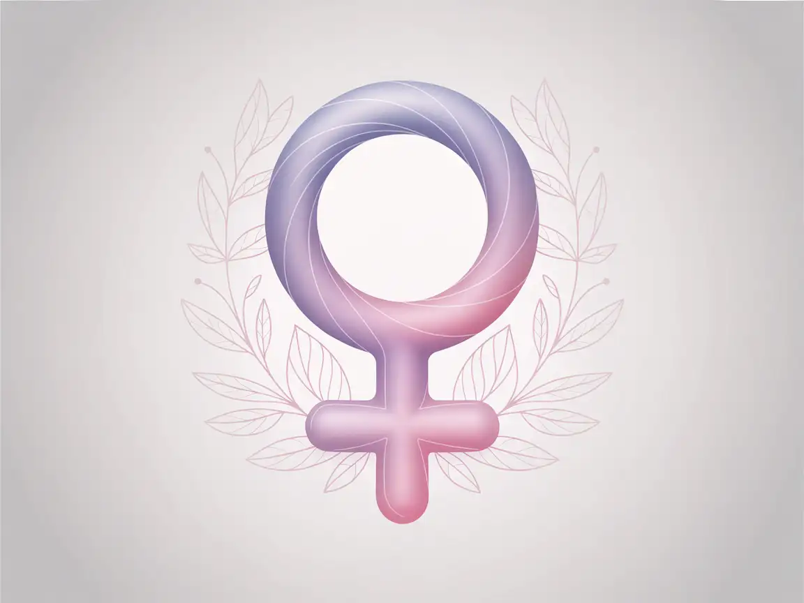 Minimalist female symbol (♀) with pastel gradient, centered composition, clean vector lines.